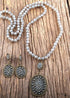 Boho Necklace, Jewelry Set, RH Crystal Black White Glass